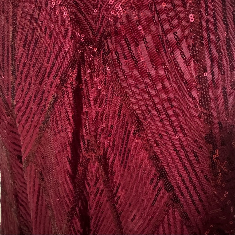 NWOT Miss Ord Burgundy Sequin Halter with Beads Floor Length Dress Size Medium - Picture 6 of 12
